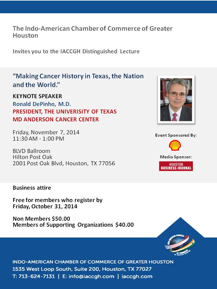 IACCGH Distinguished Lecture - Making Cancer History in Texas, the Nation and the World