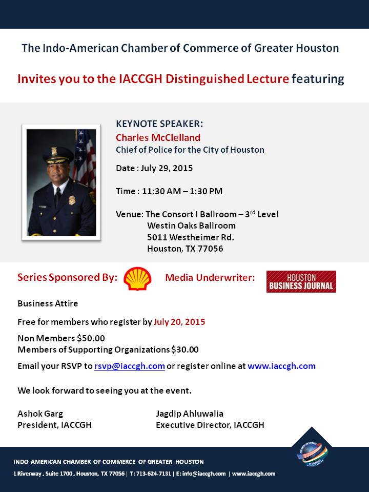 Distinguished Lecture featuring Houston Police Chief Charles McClelland