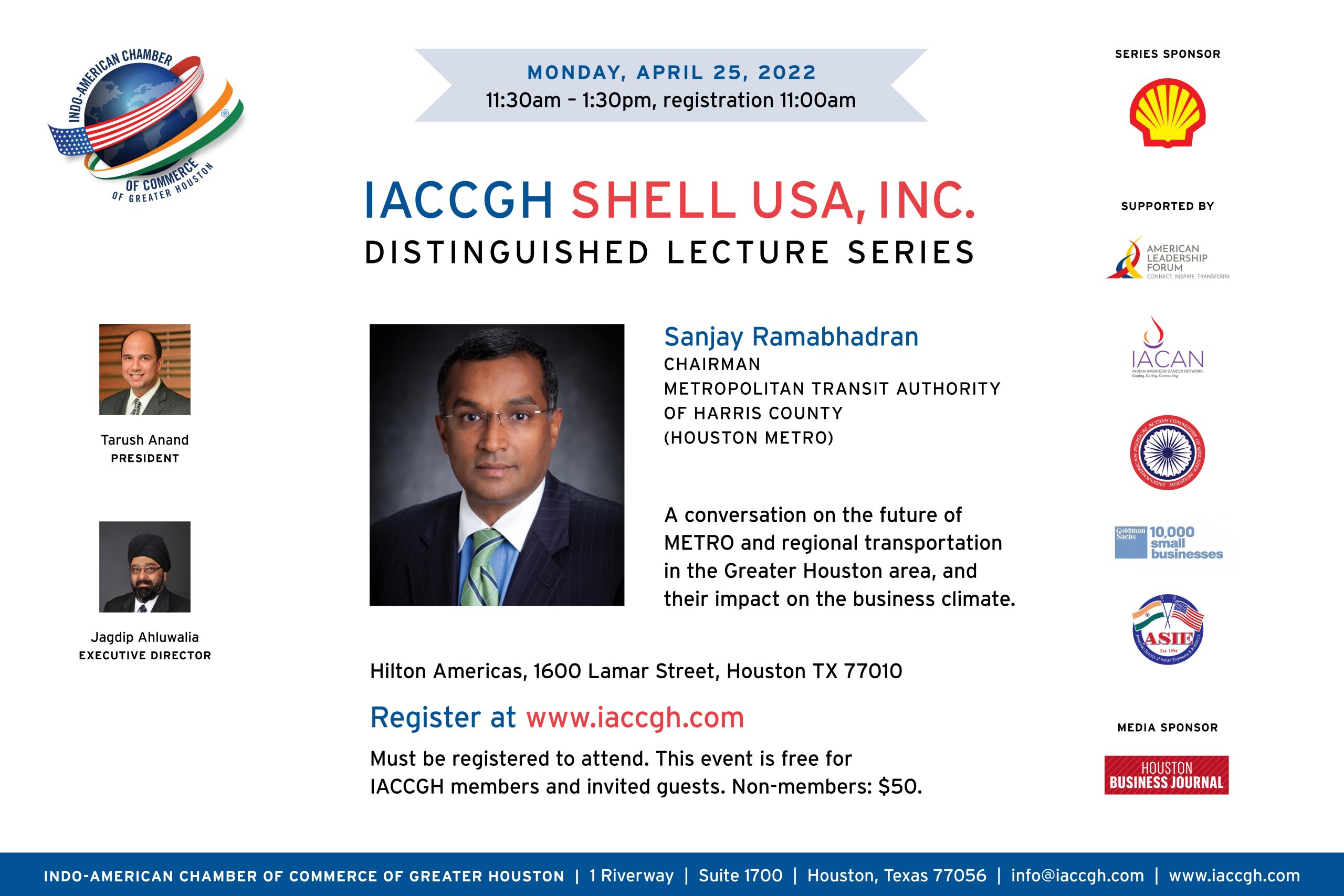 IACCGH Shell USA, Inc. Distinguished Lecture Featuring Sanjay Ramabhadran