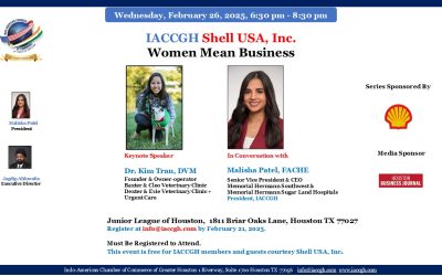 IACCGH Shell USA Inc. Women Mean Business Featuring Dr. Kim Tran, DVM, in conversation with IACCGH President Malisha Patel