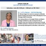 Open Forum IACCGH Business Hour Featuring Dr. Lalita Raman