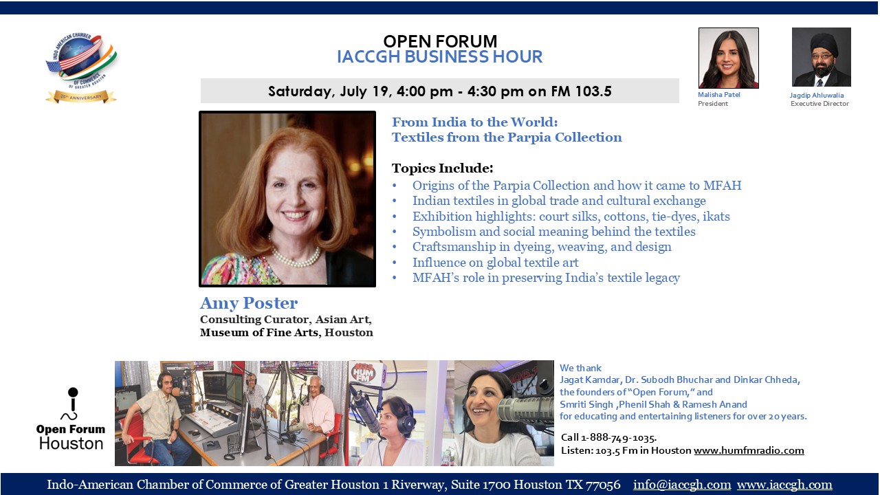 Open Forum IACCGH Business Hour Featuring Amy Poster, MFAH on July 19