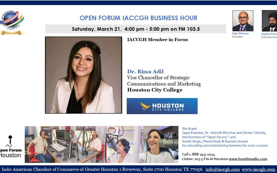 Open Forum IACCGH Business Hour Featuring Dr.Rima Adil