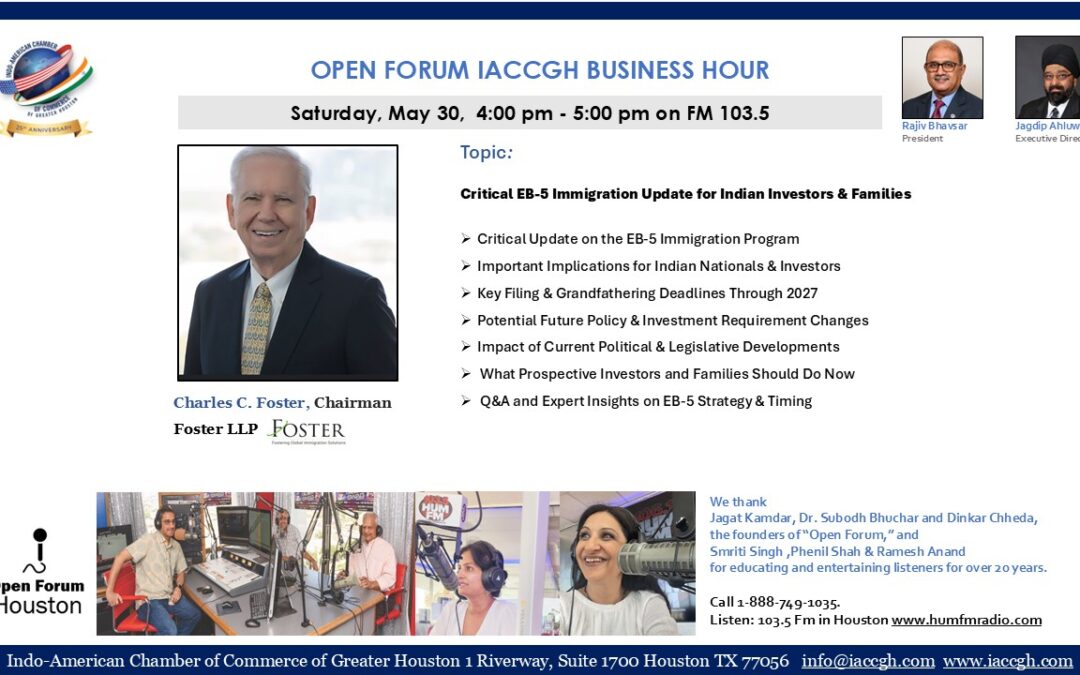 Open Forum IACCGH Business Hour Featuring Charles C. Foster, Chairman, Foster LLP